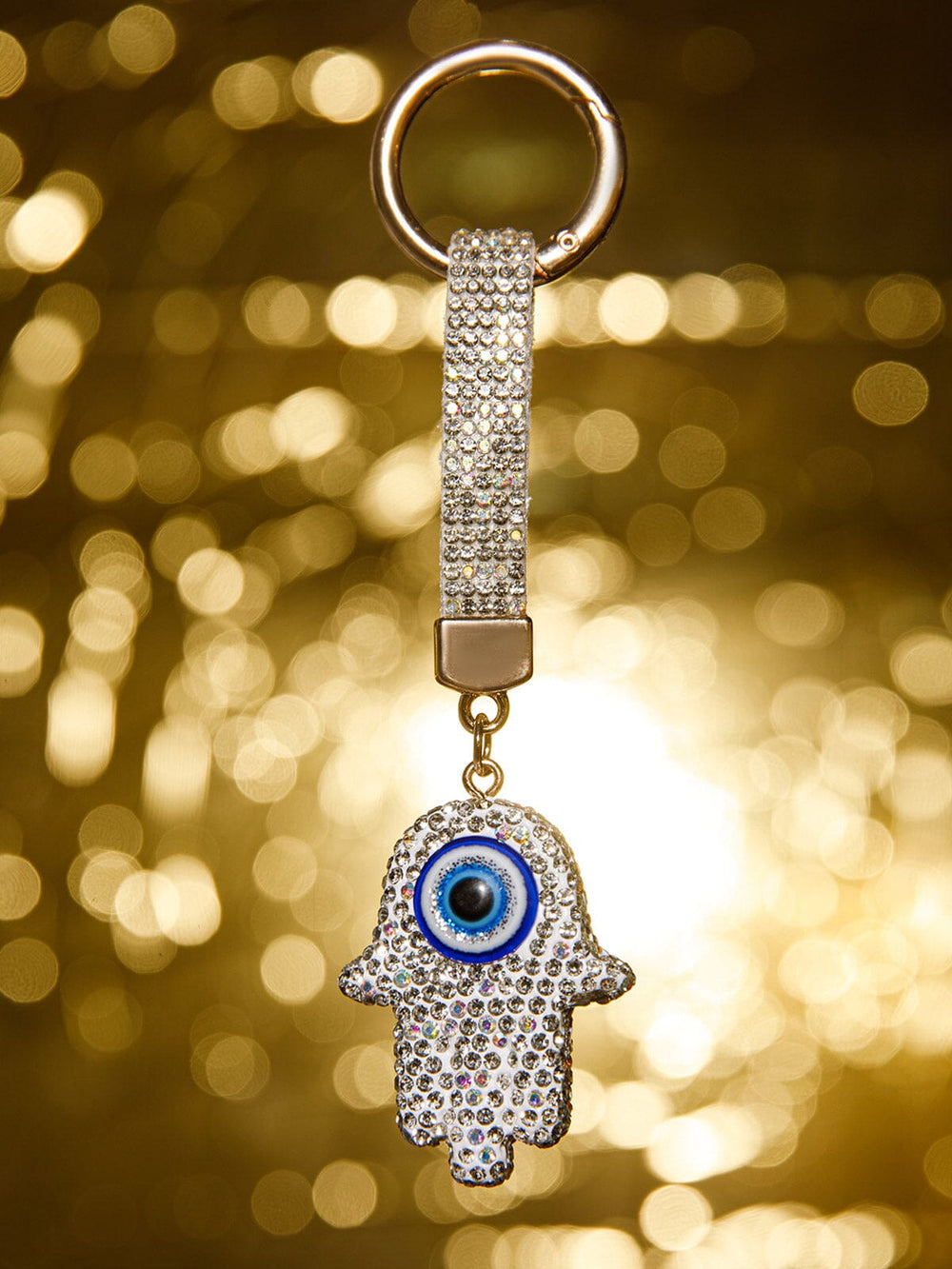 FASHION HEMSA EVIL EYE RHINESTONES PENDANT KEYCHAIN