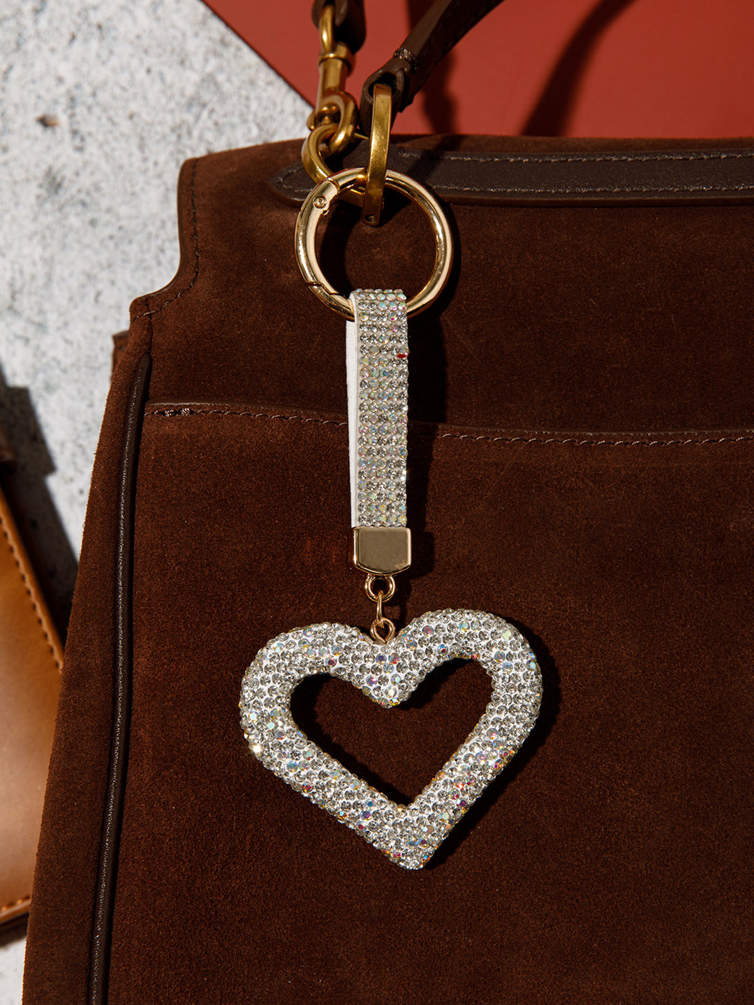 FASHION HEART RHINESTONES PENDANT KEYCHAIN
