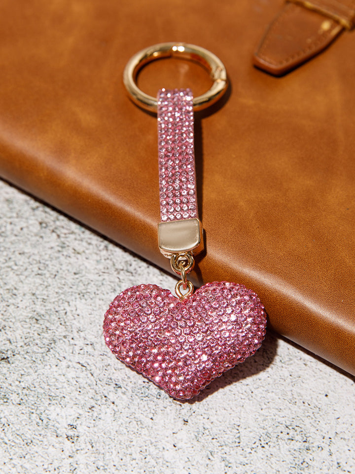 FASHION HEART RHINESTONES PENDANT KEYCHAIN
