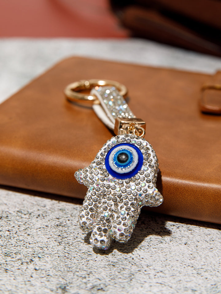 FASHION HEMSA EVIL EYE RHINESTONES PENDANT KEYCHAIN