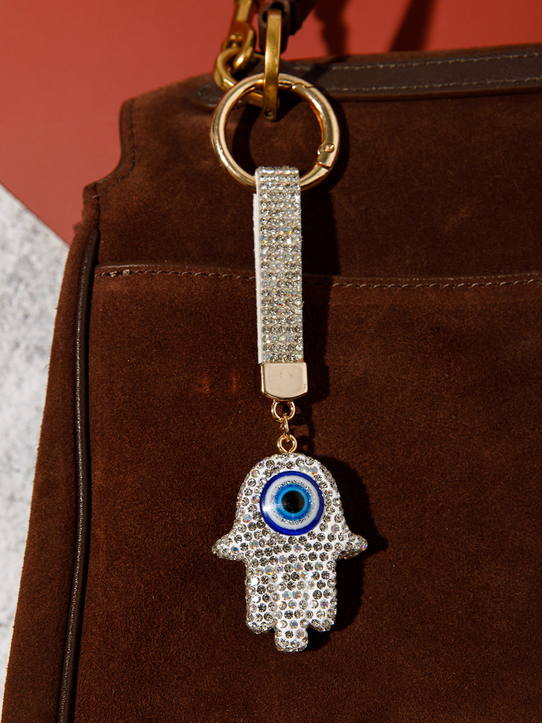 FASHION HEMSA EVIL EYE RHINESTONES PENDANT KEYCHAIN