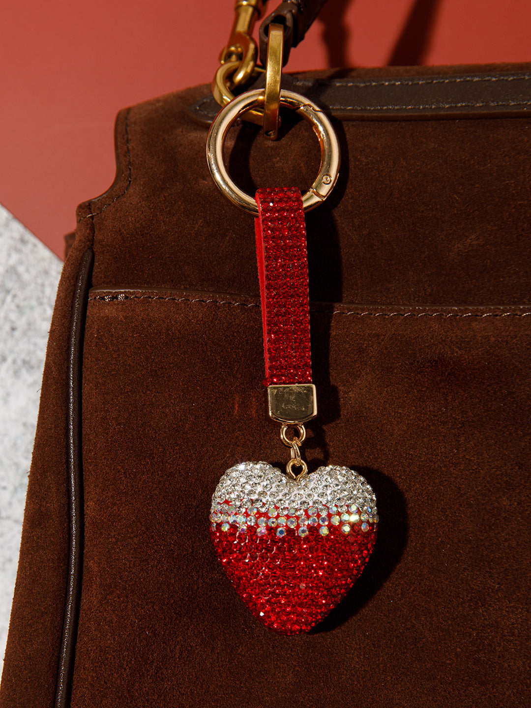 FASHION HEART RHINESTONES PENDANT KEYCHAIN