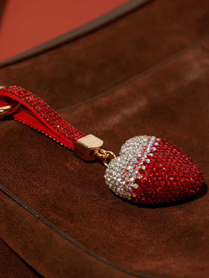 FASHION HEART RHINESTONES PENDANT KEYCHAIN
