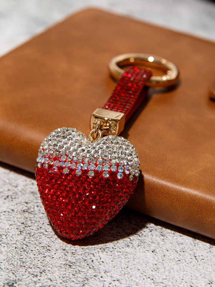 FASHION HEART RHINESTONES PENDANT KEYCHAIN