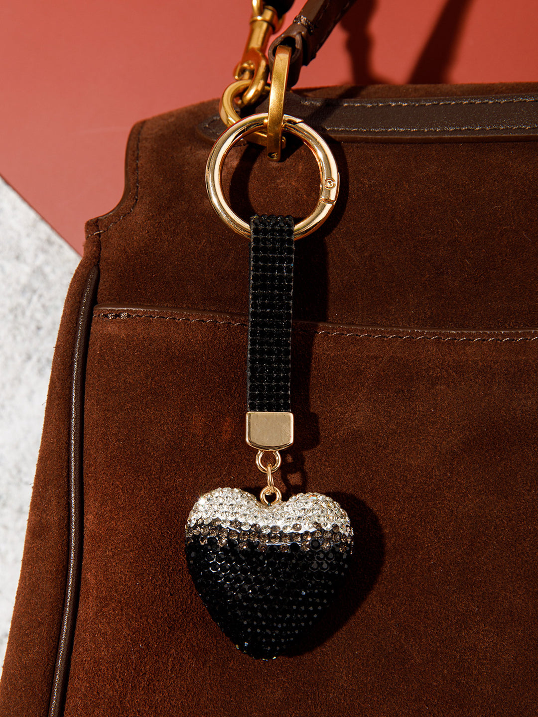 FASHION HEART RHINESTONES PENDANT KEYCHAIN