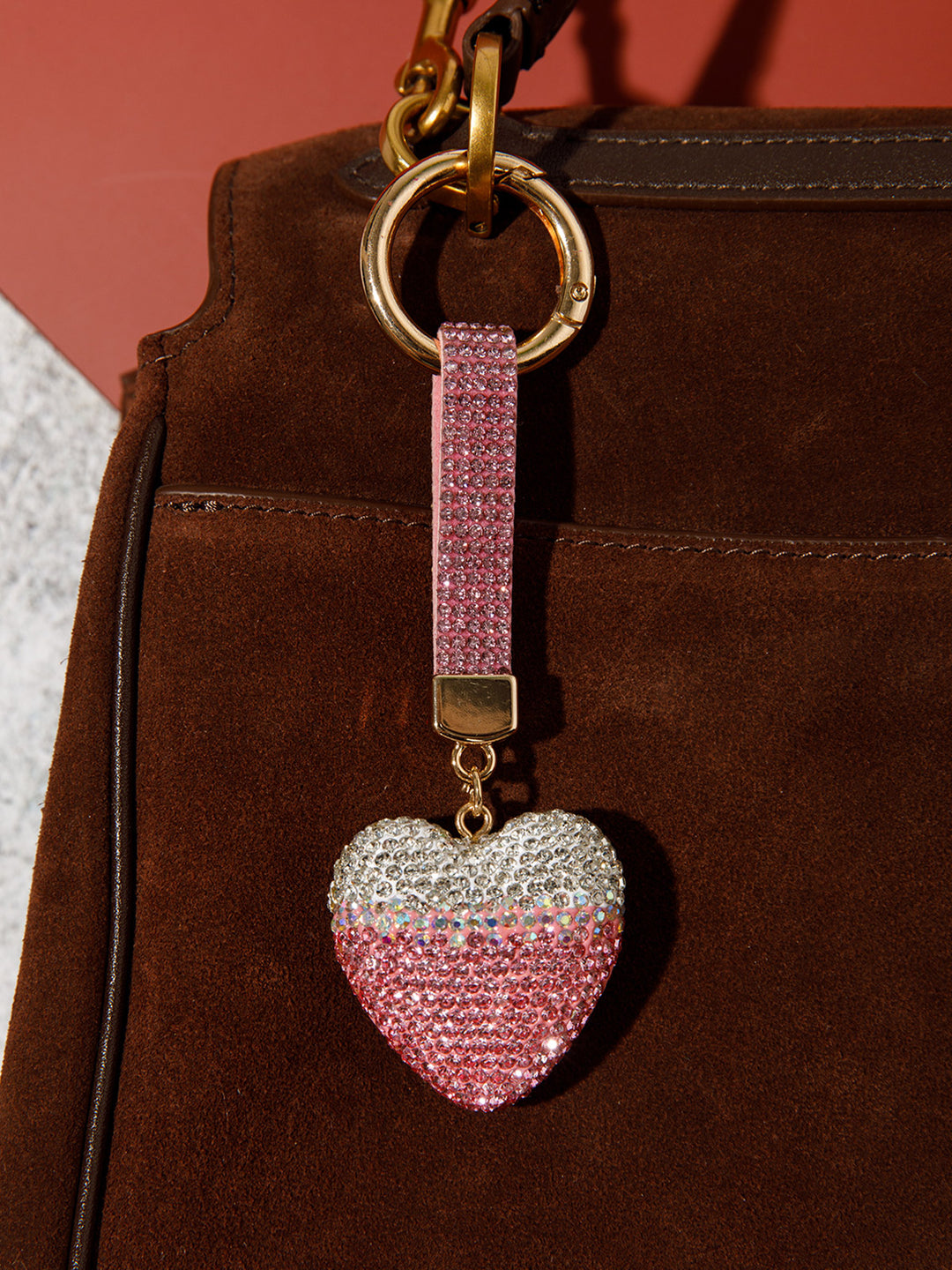 FASHION HEART RHINESTONES PENDANT KEYCHAIN