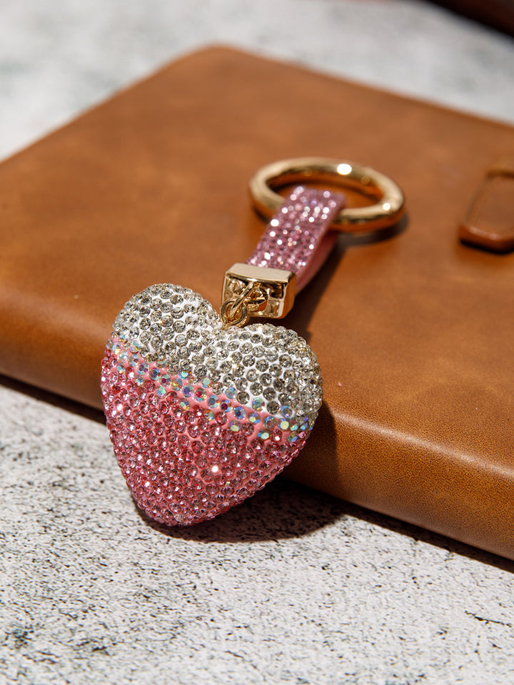 FASHION HEART RHINESTONES PENDANT KEYCHAIN
