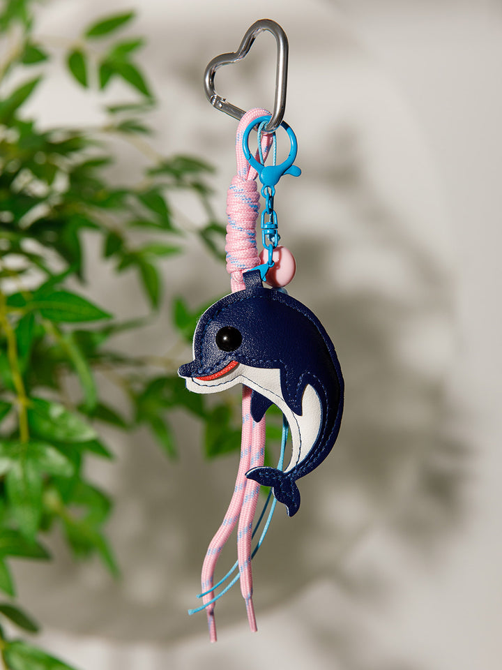 FASHION PU LEATHER DOLPHIN MULTI PENDANT KEYCHAIN