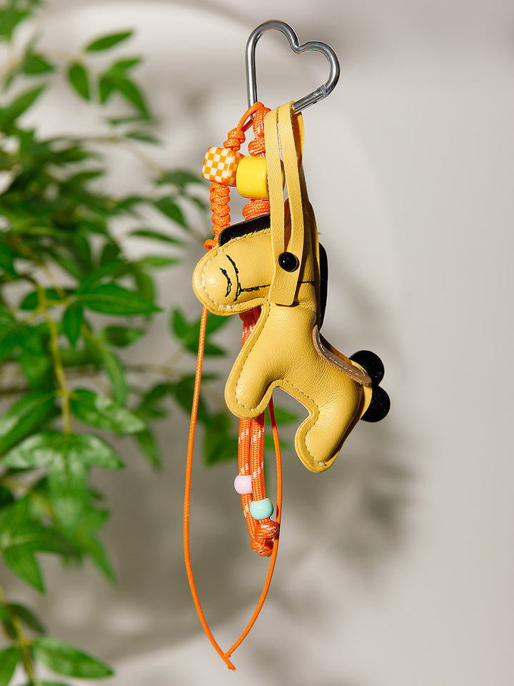 FASHION PU LEATHER HORSE MULTI PENDANT KEYCHAIN