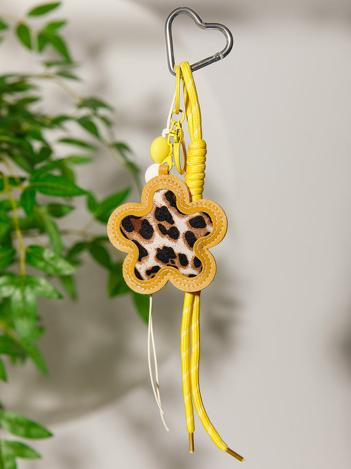 FASHION PU LEATHER ANIMAL PRINT MULTI PENDANT KEYCHAIN