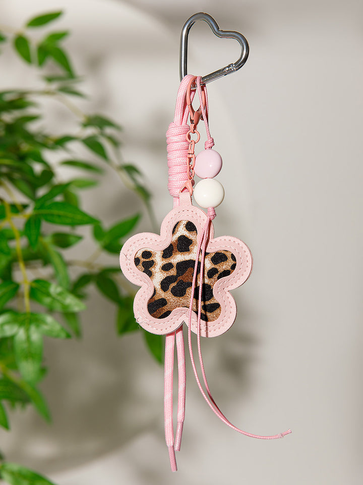 FASHION PU LEATHER ANIMAL PRINT MULTI PENDANT KEYCHAIN