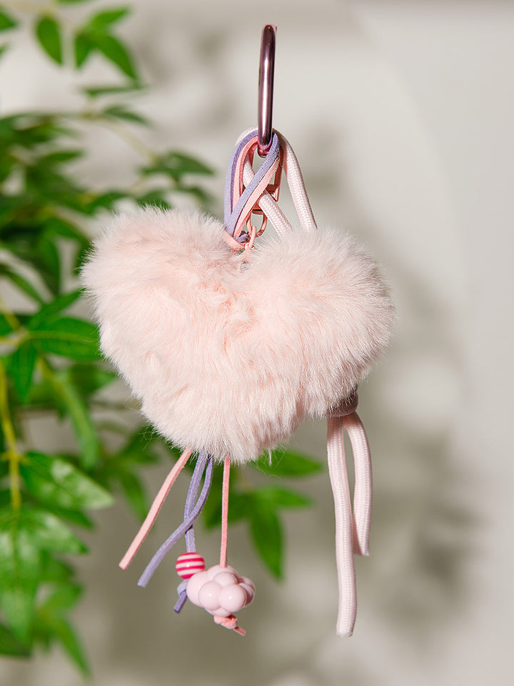 FASHION FUZZY HEART MULTI PENDANT KEYCHAIN