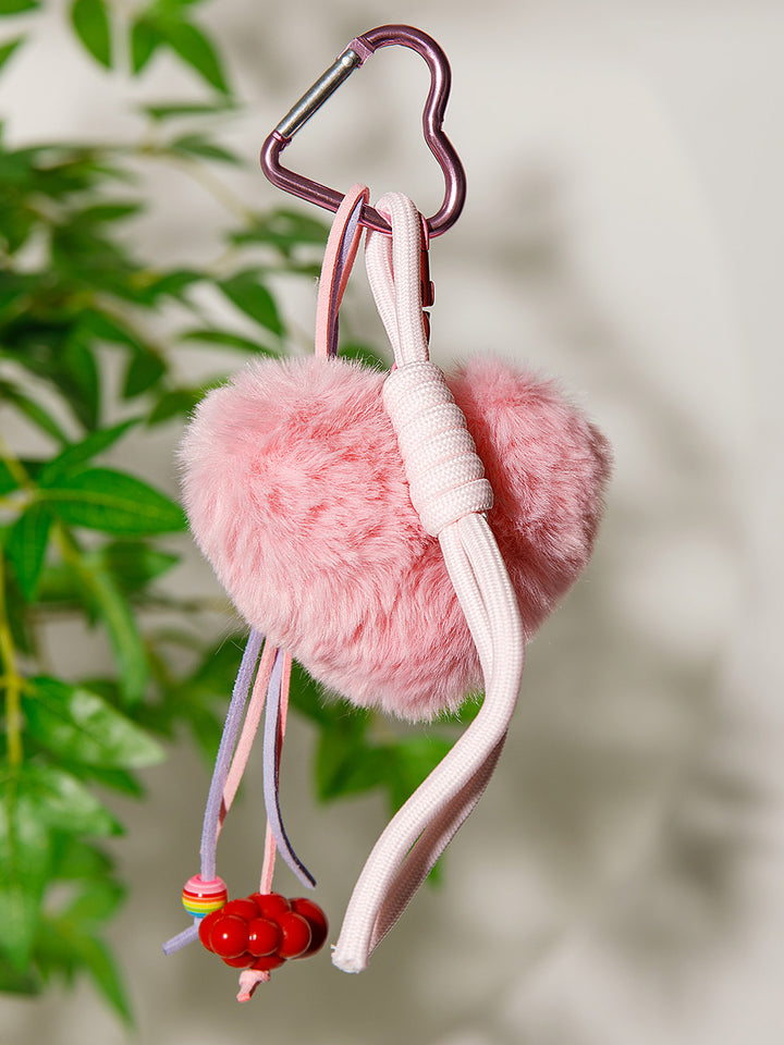 FASHION FUZZY HEART MULTI PENDANT KEYCHAIN