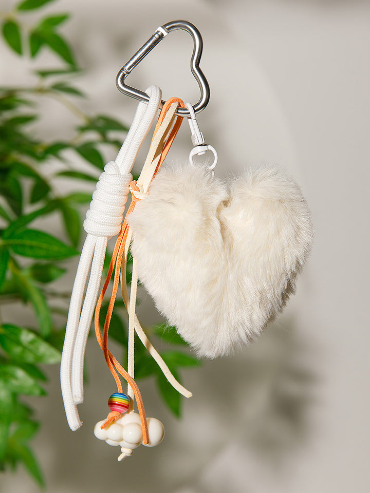 FASHION FUZZY HEART MULTI PENDANT KEYCHAIN