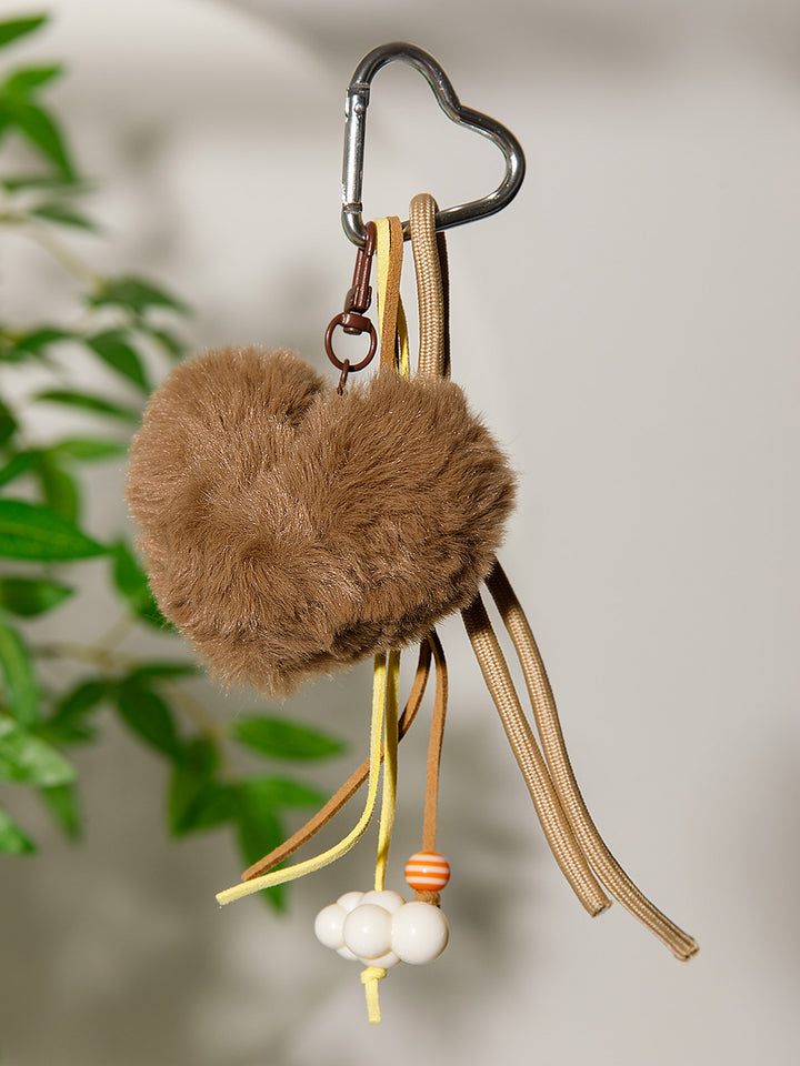 FASHION FUZZY HEART MULTI PENDANT KEYCHAIN