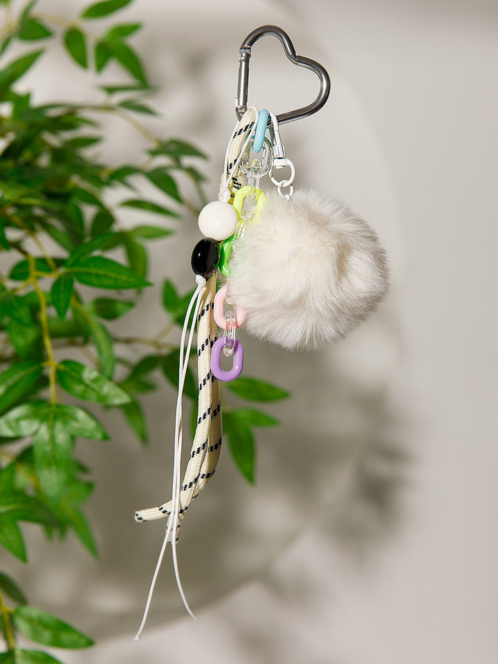FASHION FUZZY BALL MULTI PENDANT KEYCHAIN