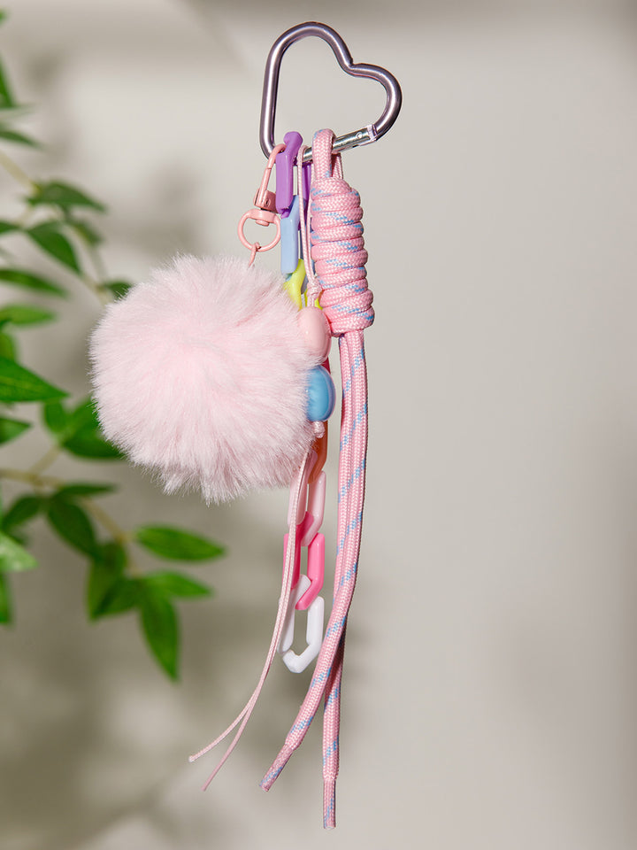 FASHION FUZZY BALL MULTI PENDANT KEYCHAIN
