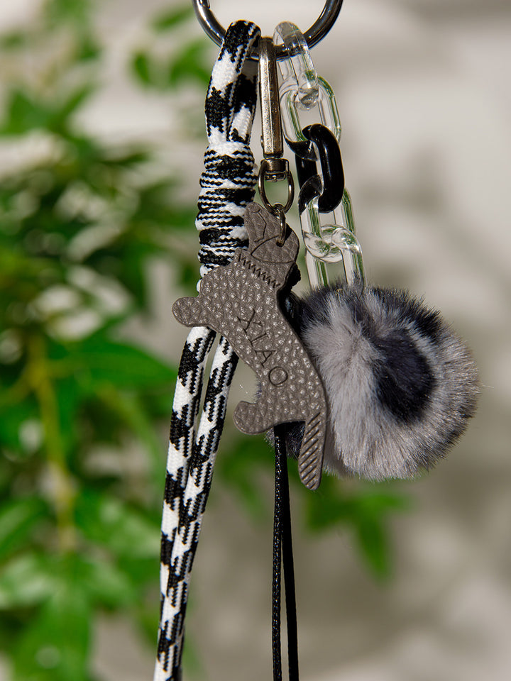 FASHION FUZZY BALL LUCKY GIRL MULTI PENDANT KEYCHAIN