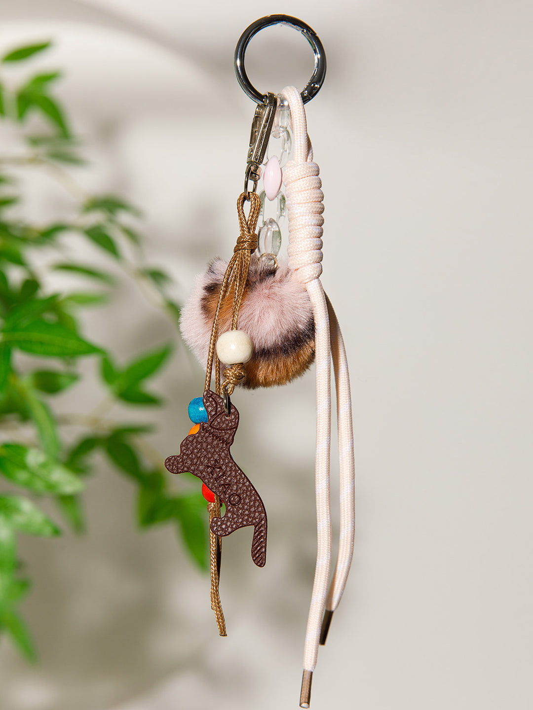 FASHION FUZZY BALL LUCKY GIRL MULTI PENDANT KEYCHAIN