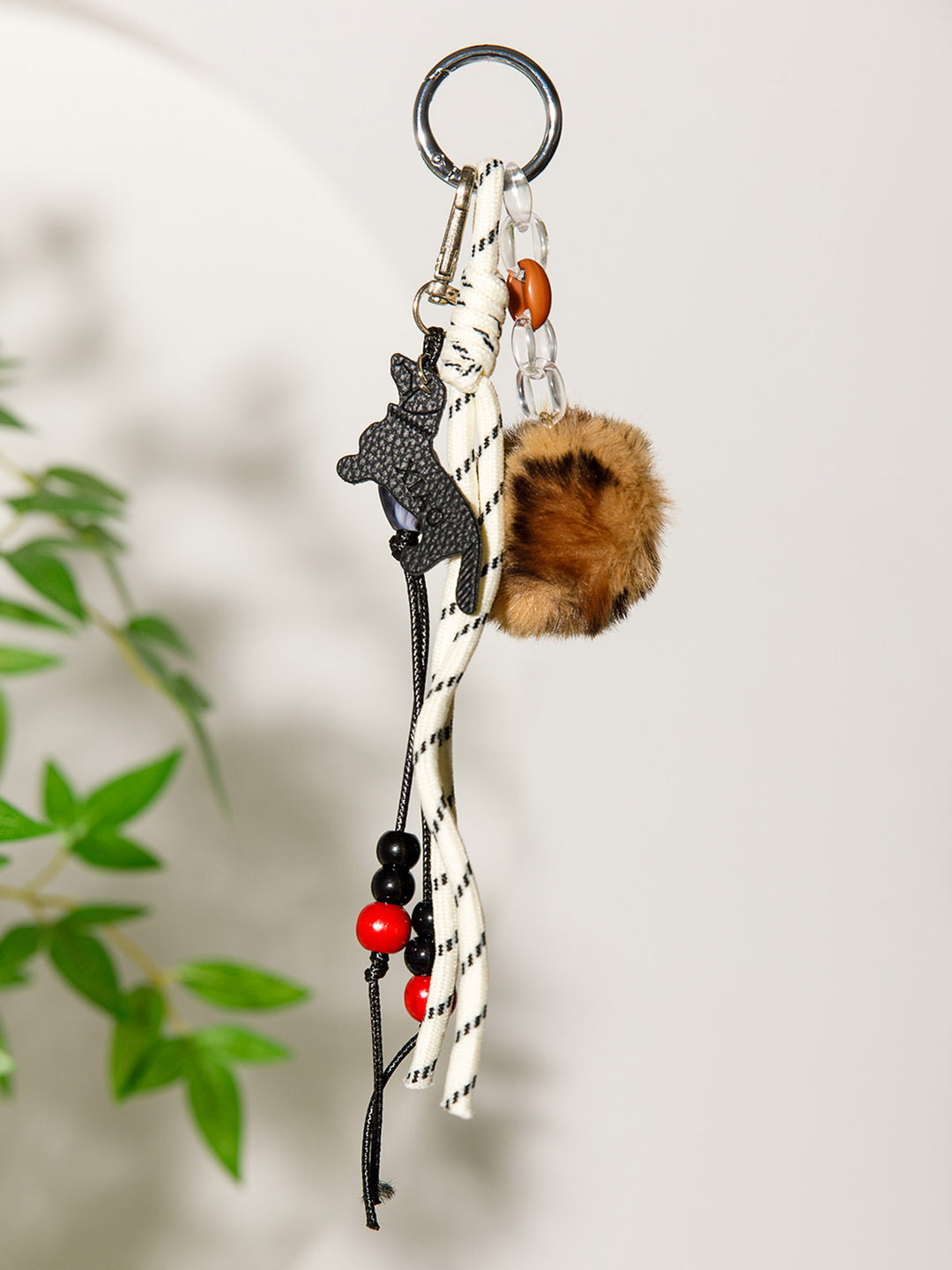 FASHION FUZZY BALL LUCKY GIRL MULTI PENDANT KEYCHAIN