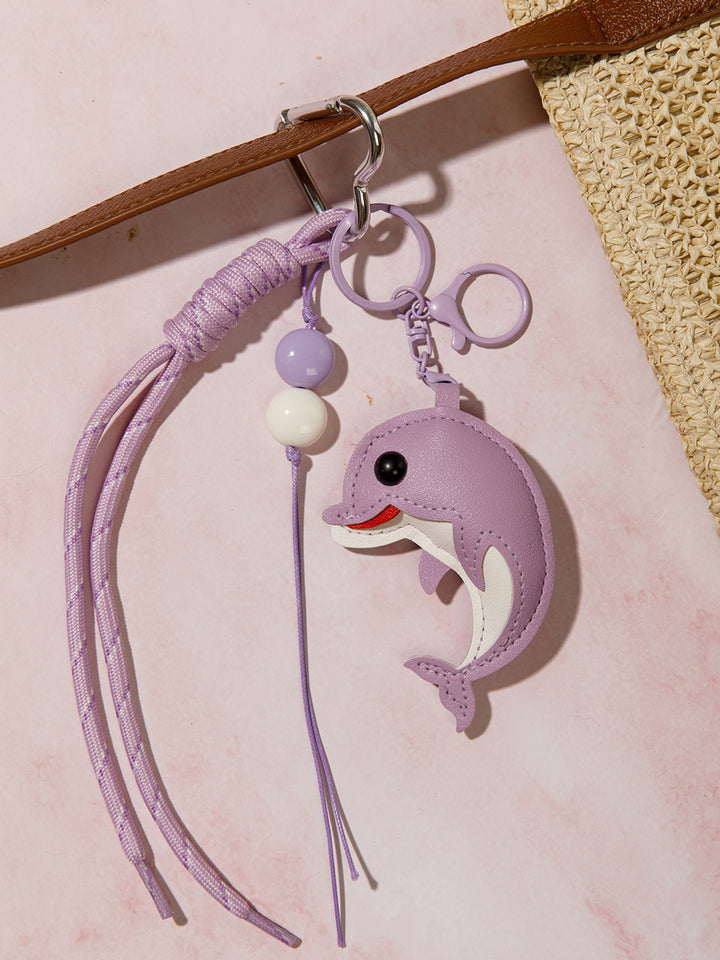 FASHION PU LEATHER DOLPHIN MULTI PENDANT KEYCHAIN