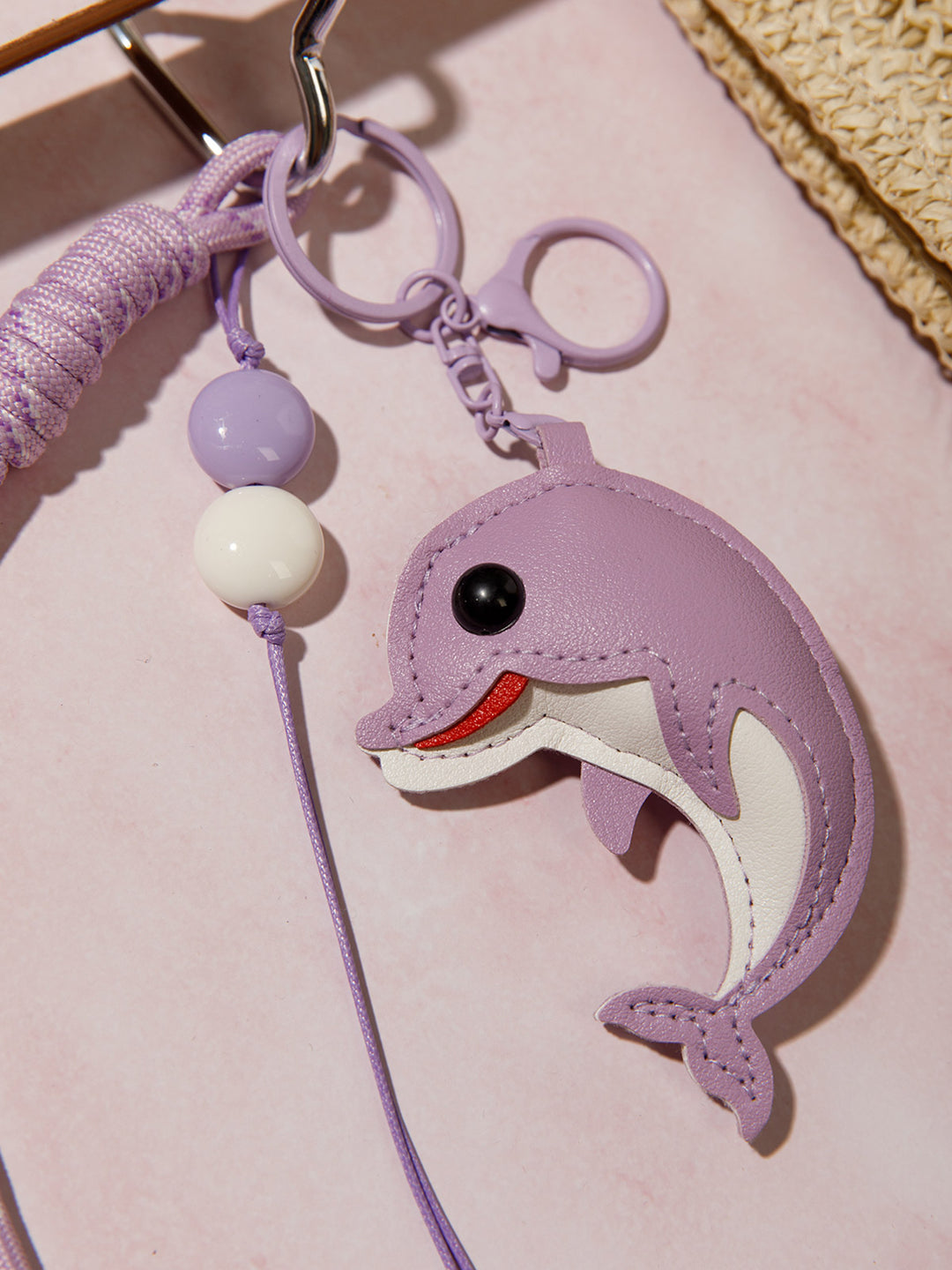 FASHION PU LEATHER DOLPHIN MULTI PENDANT KEYCHAIN