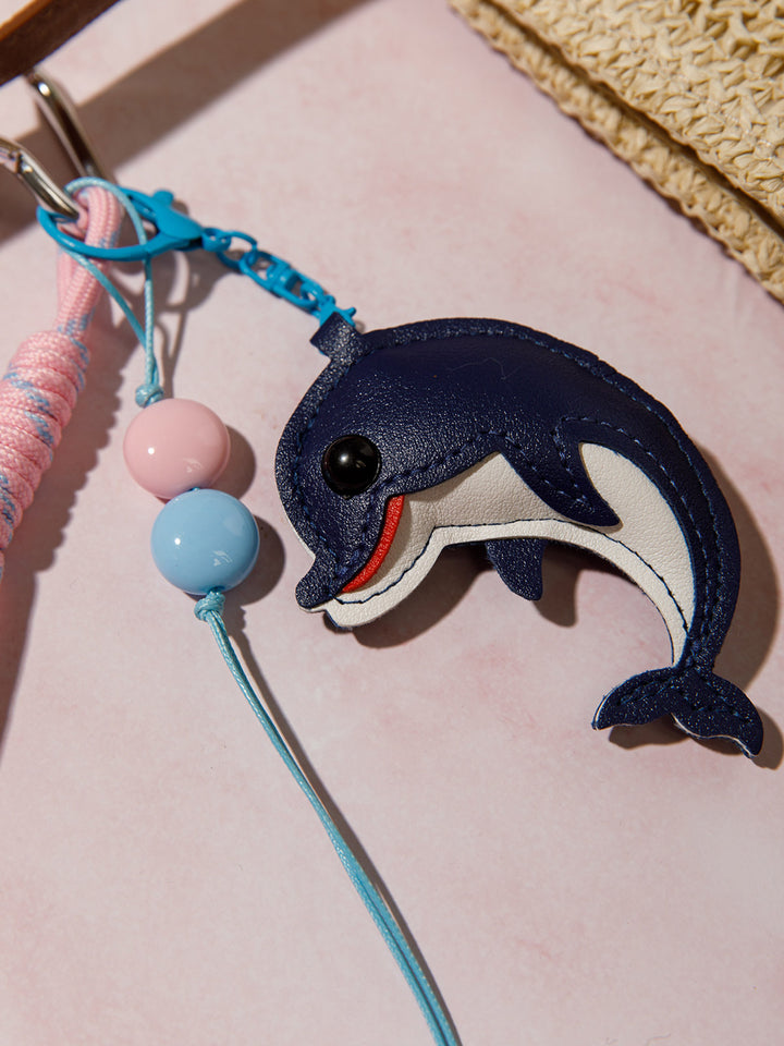 FASHION PU LEATHER DOLPHIN MULTI PENDANT KEYCHAIN