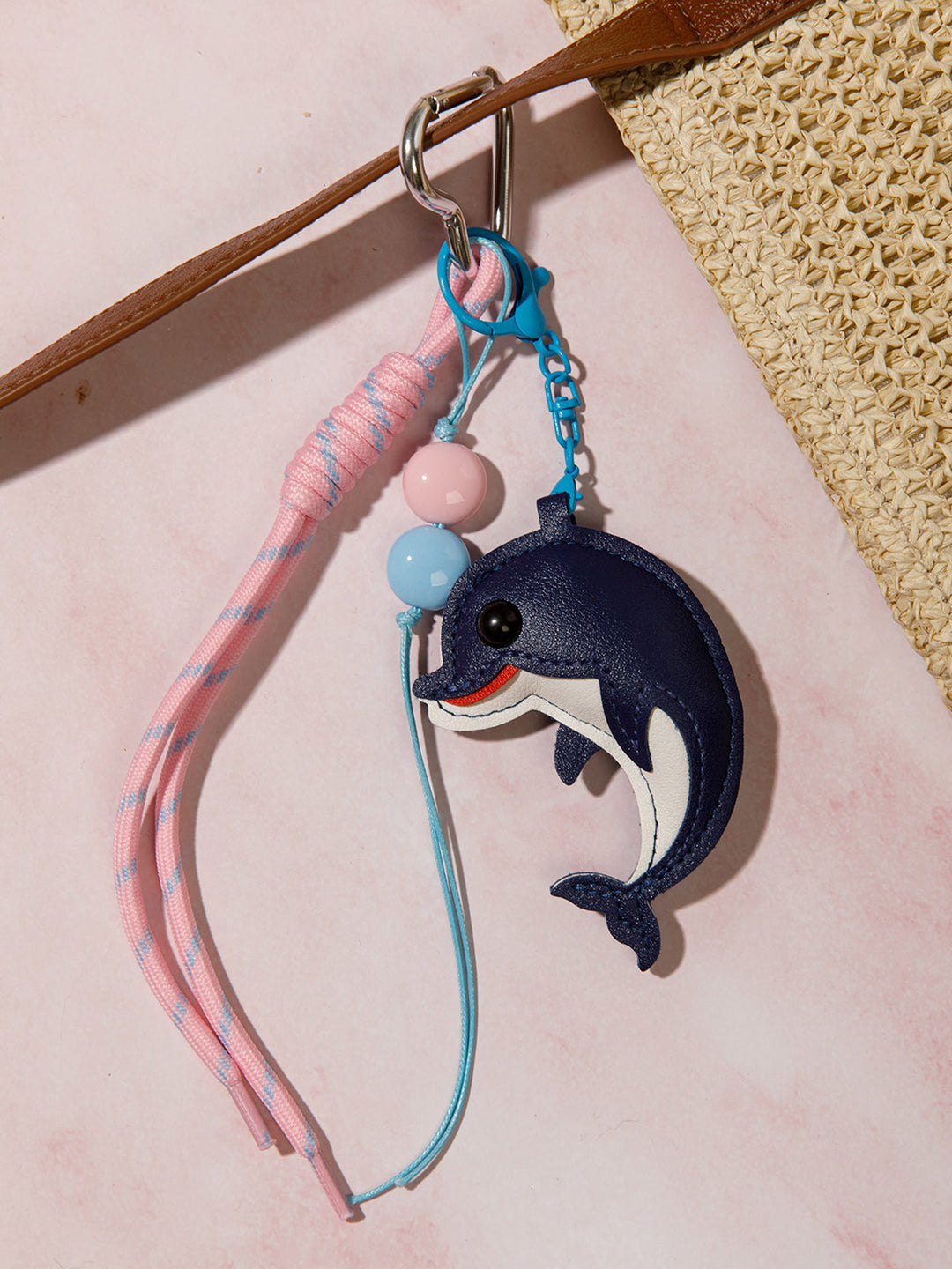 FASHION PU LEATHER DOLPHIN MULTI PENDANT KEYCHAIN