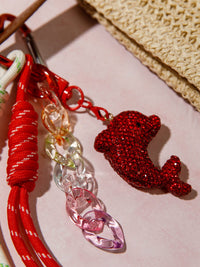 FASHION DOLPHIN RHINESTONES MULTI PENDANT KEYCHAIN