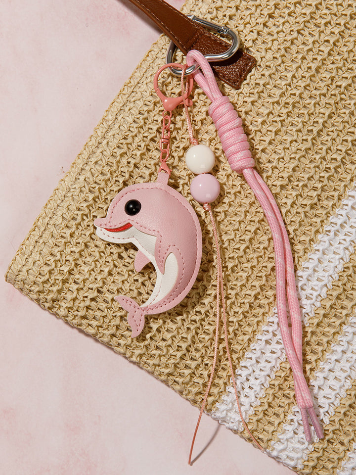 FASHION PU LEATHER DOLPHIN MULTI PENDANT KEYCHAIN