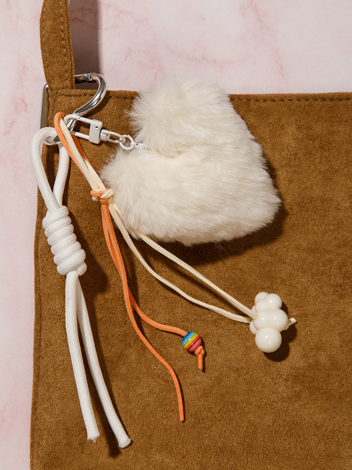 FASHION FUZZY HEART MULTI PENDANT KEYCHAIN