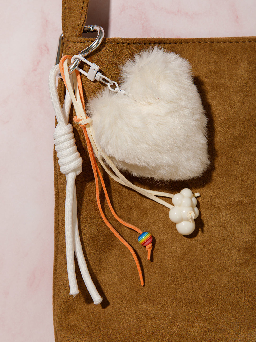 FASHION FUZZY HEART MULTI PENDANT KEYCHAIN