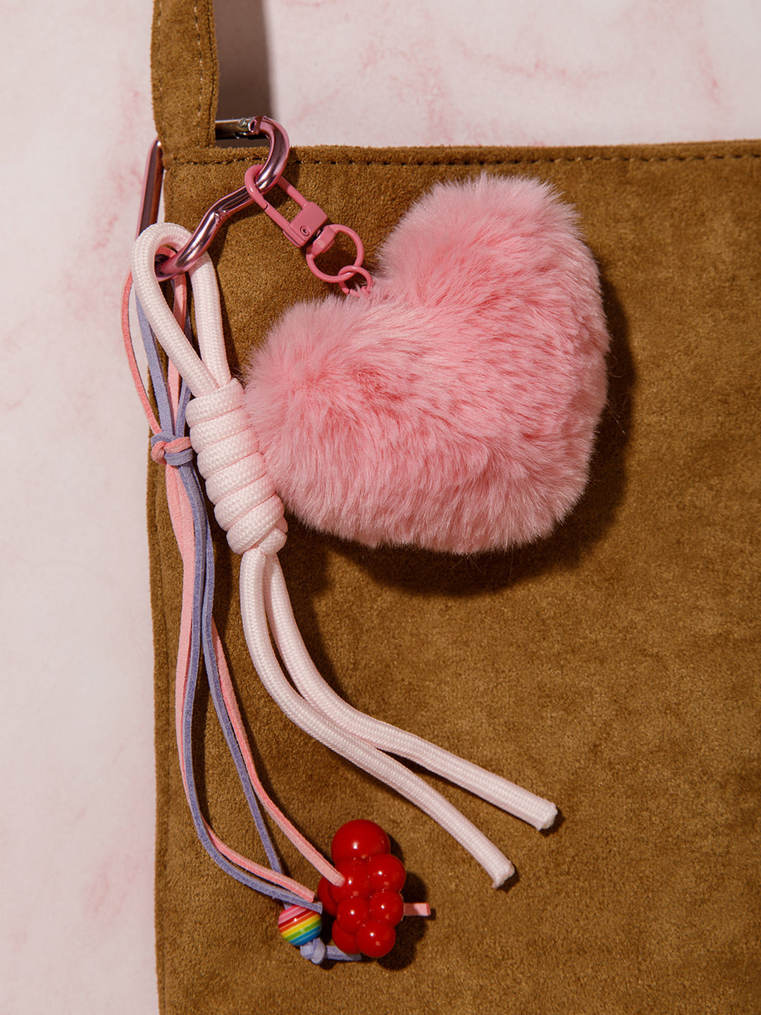 FASHION FUZZY HEART MULTI PENDANT KEYCHAIN
