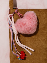 FASHION FUZZY HEART MULTI PENDANT KEYCHAIN