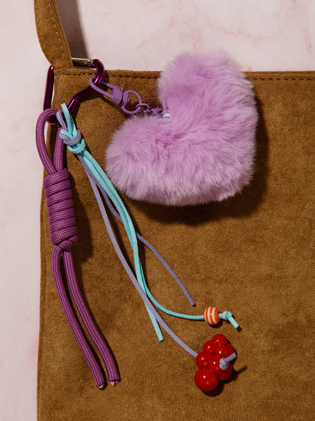 FASHION FUZZY HEART MULTI PENDANT KEYCHAIN