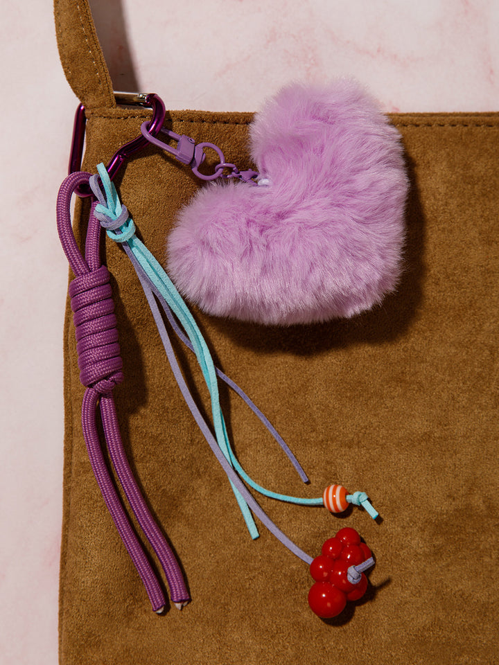 FASHION FUZZY HEART MULTI PENDANT KEYCHAIN