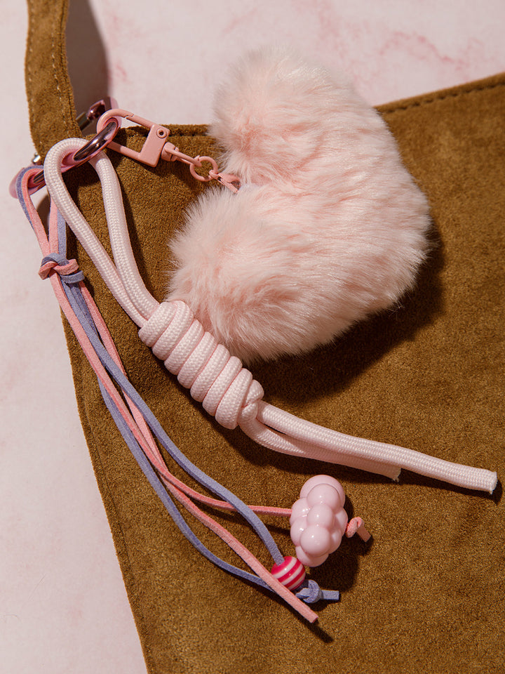 FASHION FUZZY HEART MULTI PENDANT KEYCHAIN