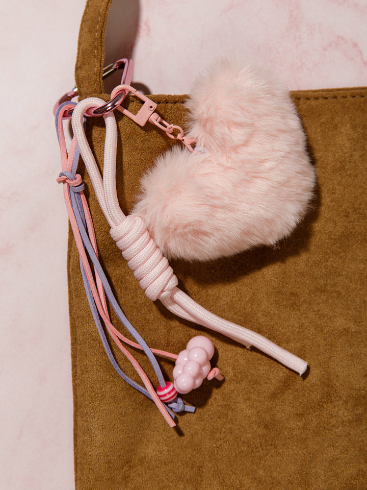 FASHION FUZZY HEART MULTI PENDANT KEYCHAIN