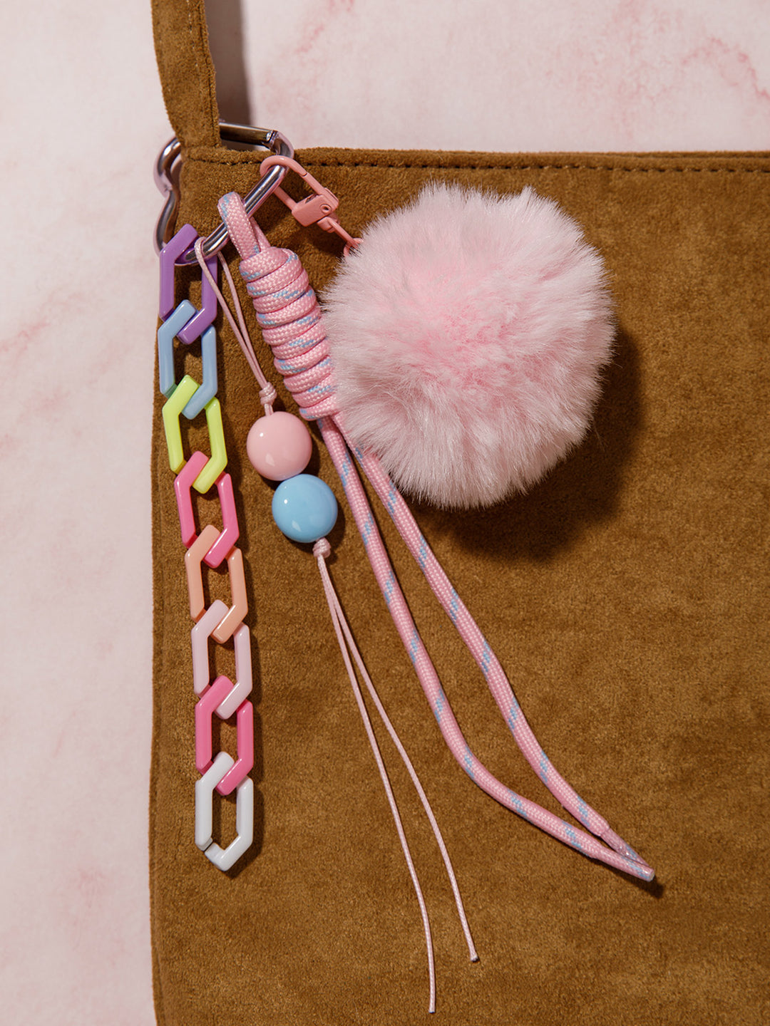 FASHION FUZZY BALL MULTI PENDANT KEYCHAIN