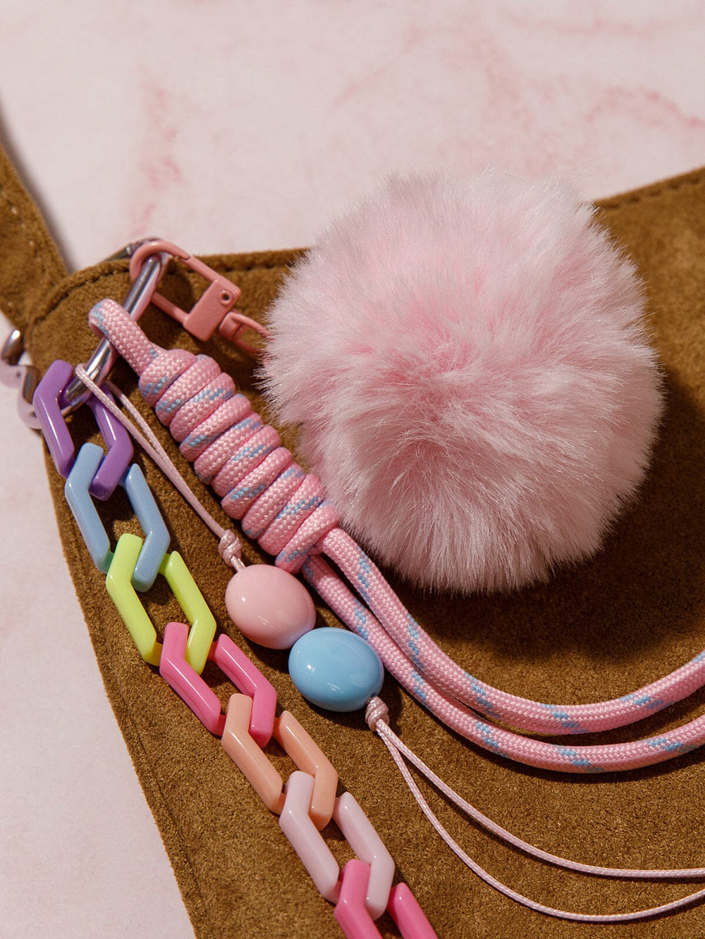 FASHION FUZZY BALL MULTI PENDANT KEYCHAIN