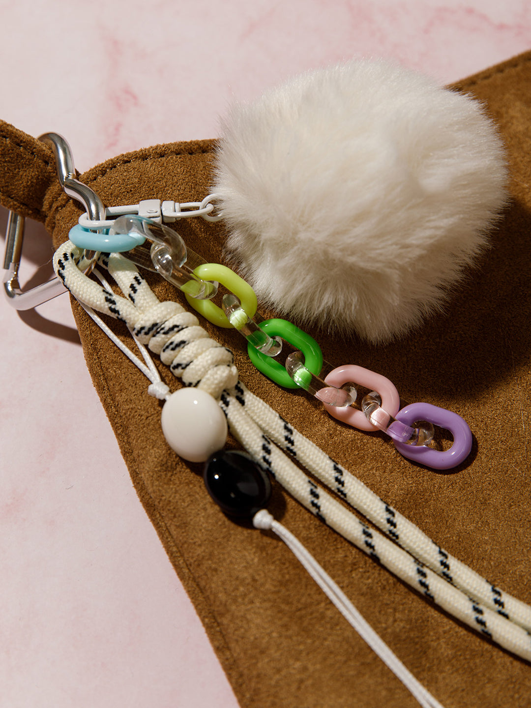 FASHION FUZZY BALL MULTI PENDANT KEYCHAIN