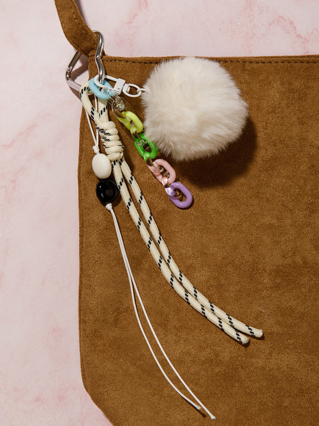 FASHION FUZZY BALL MULTI PENDANT KEYCHAIN