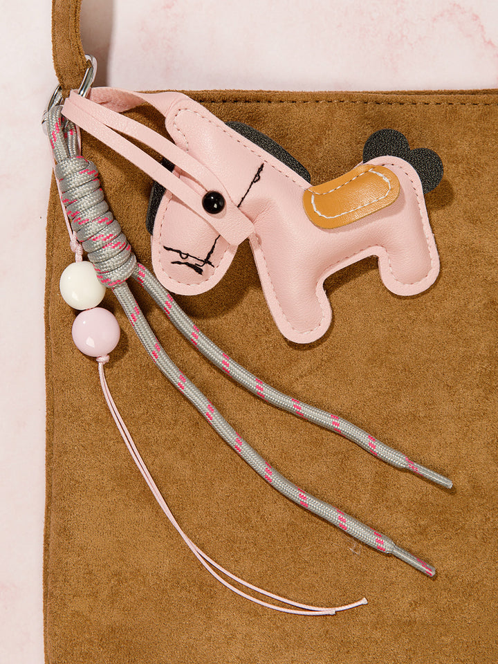 FASHION PU LEATHER HORSE MULTI PENDANT KEYCHAIN