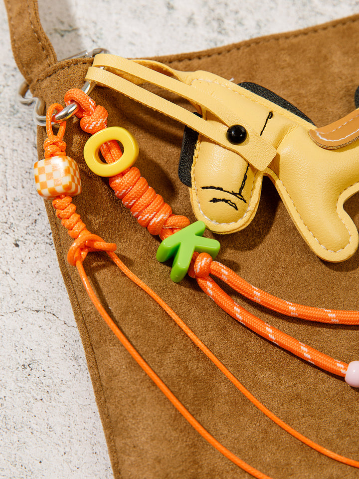 FASHION PU LEATHER HORSE MULTI PENDANT KEYCHAIN
