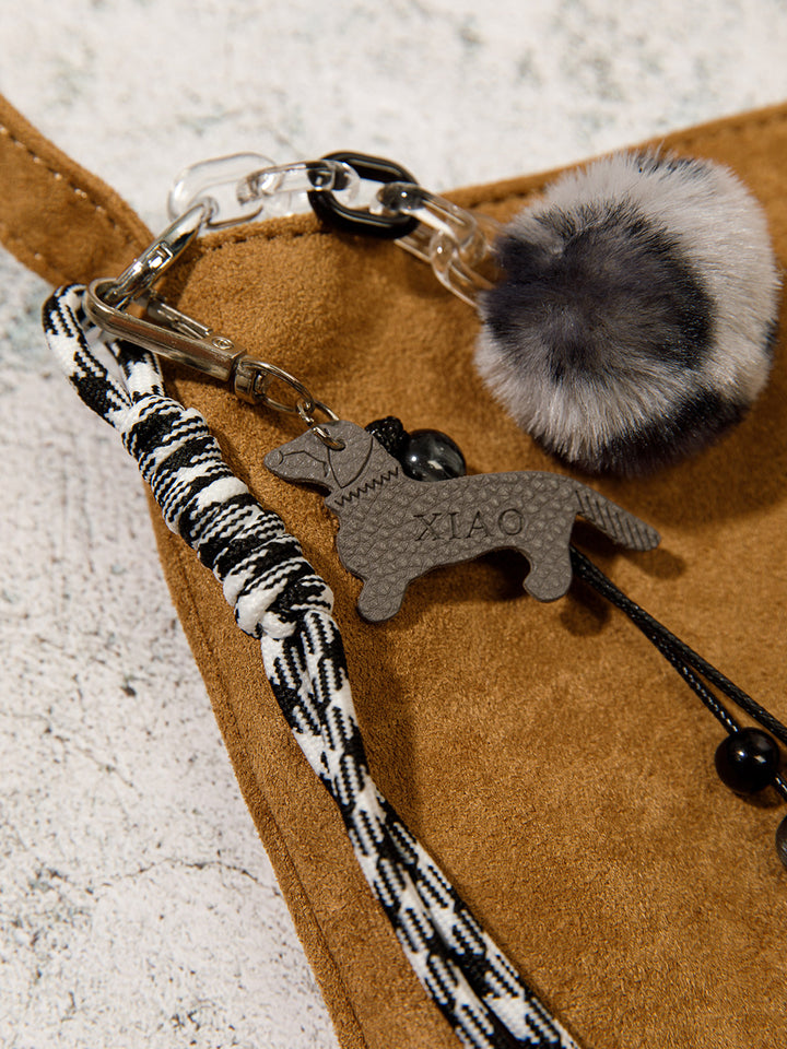 FASHION FUZZY BALL LUCKY GIRL MULTI PENDANT KEYCHAIN