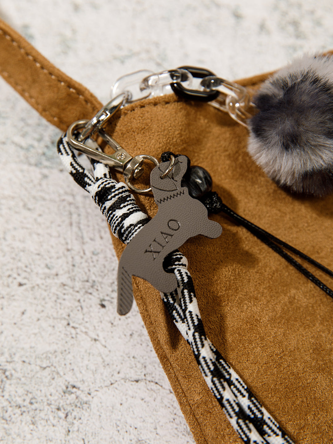 FASHION FUZZY BALL LUCKY GIRL MULTI PENDANT KEYCHAIN