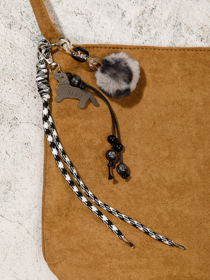 FASHION FUZZY BALL LUCKY GIRL MULTI PENDANT KEYCHAIN