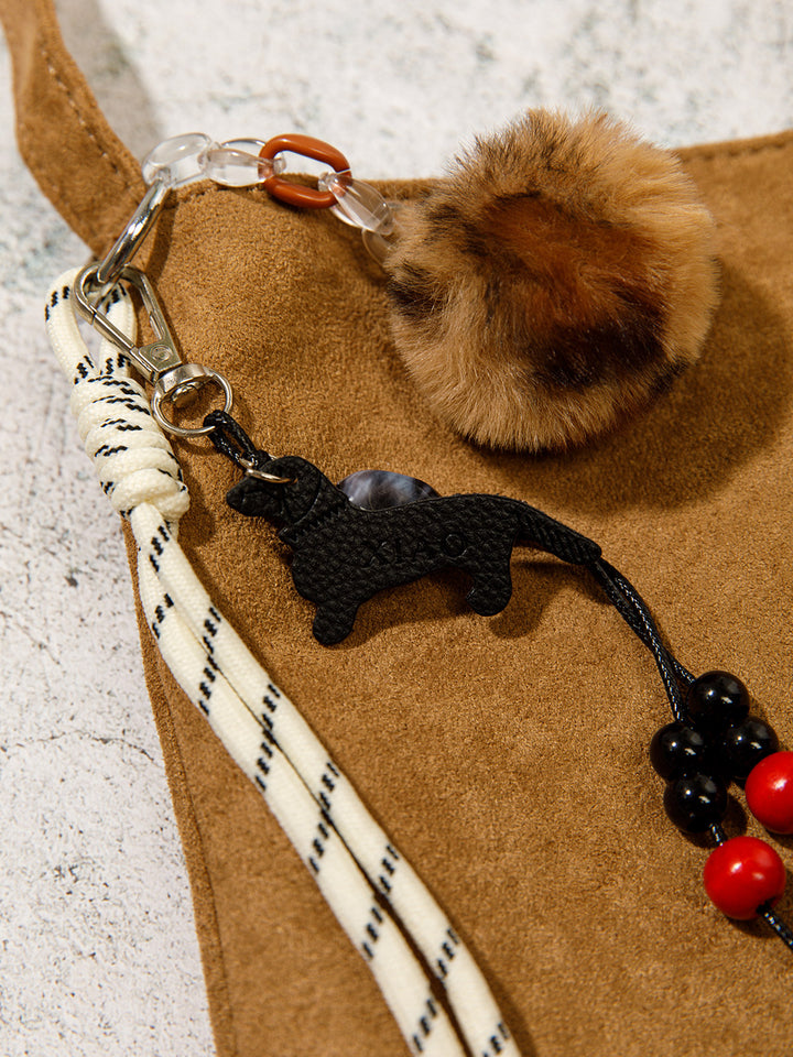 FASHION FUZZY BALL LUCKY GIRL MULTI PENDANT KEYCHAIN