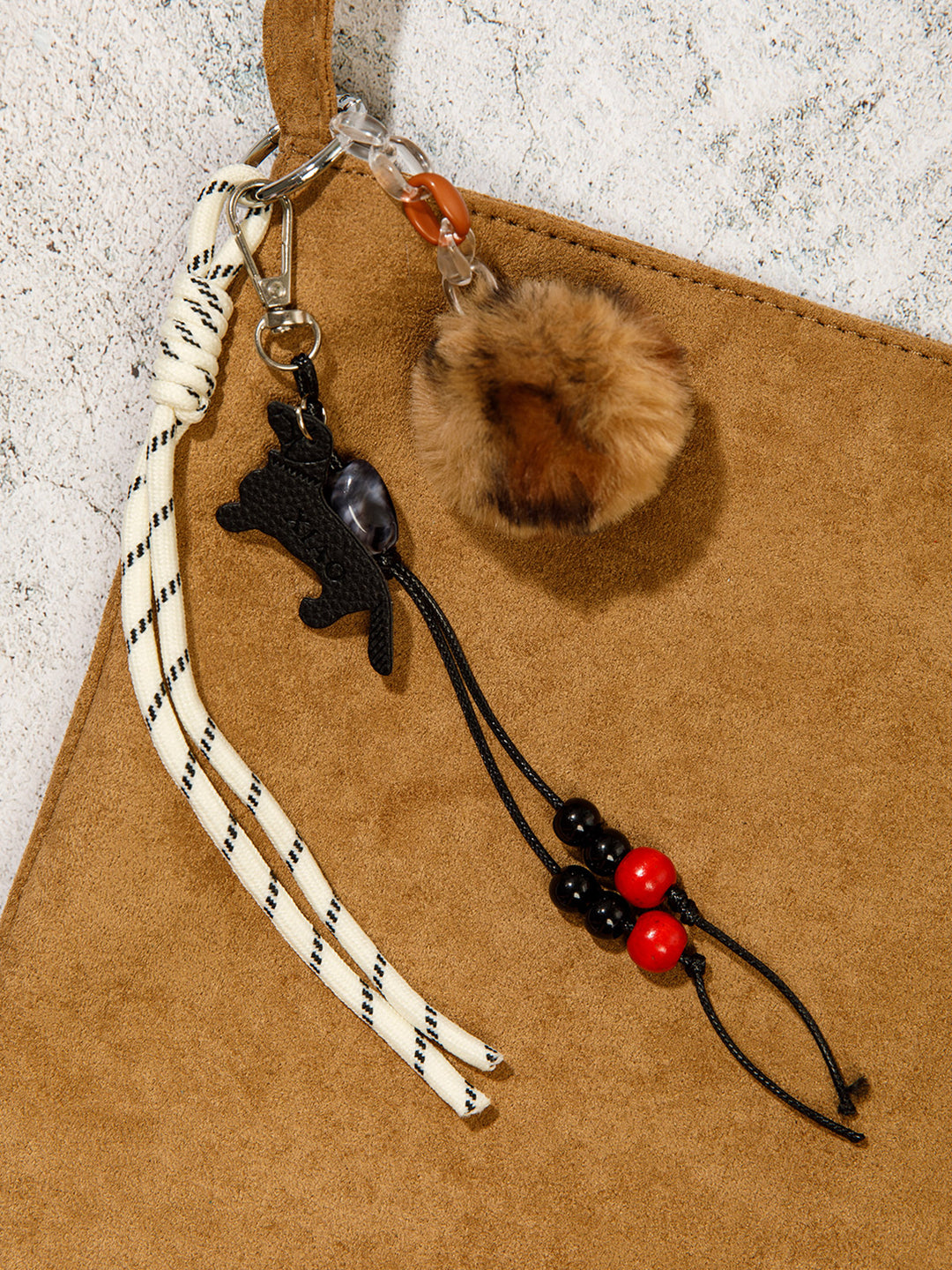 FASHION FUZZY BALL LUCKY GIRL MULTI PENDANT KEYCHAIN