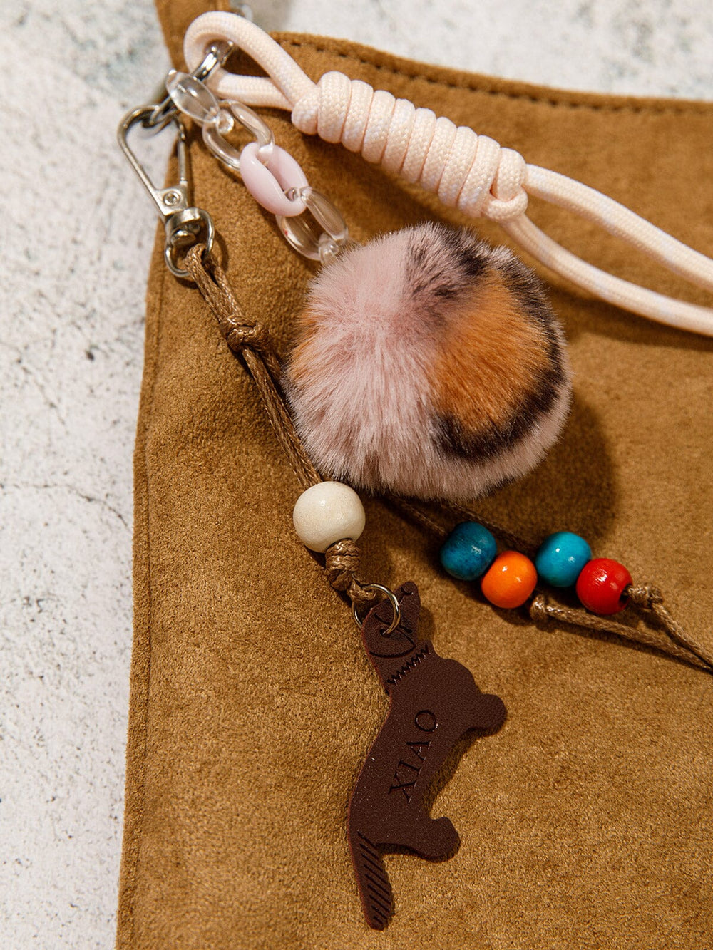 FASHION FUZZY BALL LUCKY GIRL MULTI PENDANT KEYCHAIN